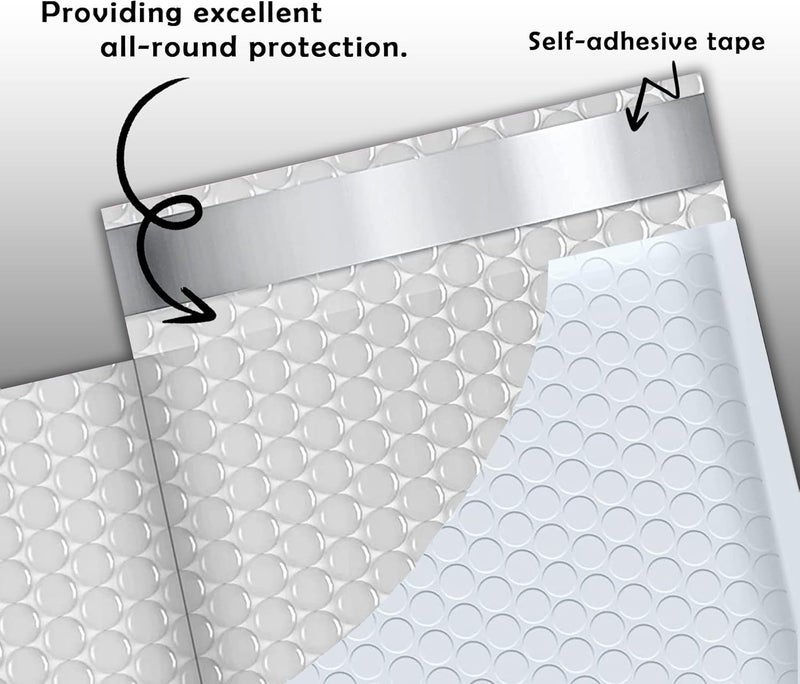 Yens Economic Grade Poly Bubble Mailers 6x10 100 Pack White Waterproof Self Seal Adhesive Shipping Bags, Cushioning Padded Envelopes for Shipping, Mailing, Packaging Usable 6x9 - Image 3